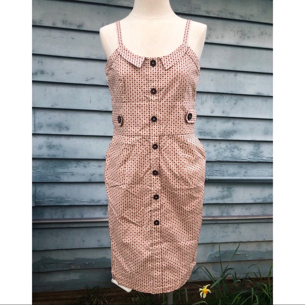 Floral Print Dress with Buttons and Pockets Wiggle